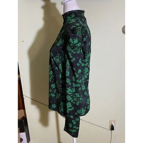 Who What Wear Floral Print Puff Sleeve Stretch Blouse in Midnight Foilage Size M - Picture 2 of 11